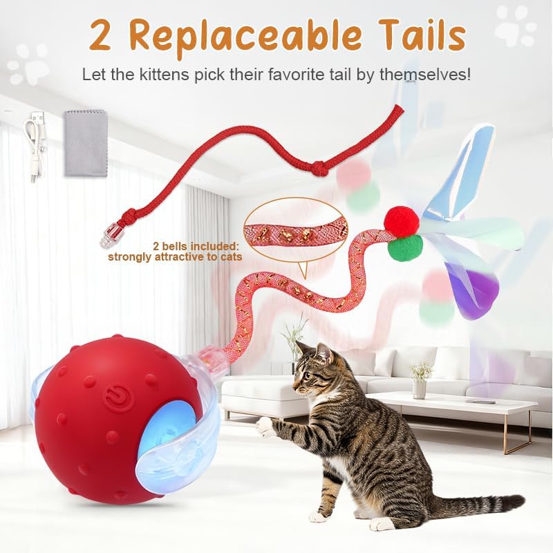 Interactive Cat Ball Toy, Motion Activated Electric Rechargeable Cat Toy - Image 3
