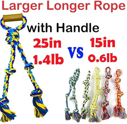 Large Dog Rope Toys for Aggressive Chewers - Pitbull Tug of War, Heavy Duty, Outdoor, Medium to Large Breed Dog Chew Rope with Handle