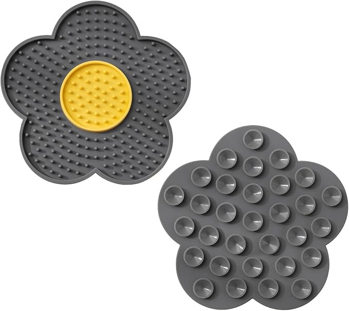 Cats Lick Pad with Suctions Cup Slow Feeders Licking Mat Flower Shape Silicone with Suctions Cup Dog Mat Silicone Dog Treat