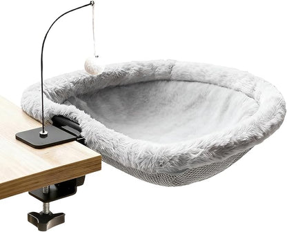 Cat Hammock Perch - Secure Clamp Desktop Lounger, Kitten Hanging Bed, Pet Table Hammock, Indoor Cat Resting Accessory Softs Material | Hammocks Perch for Bedroom Living Room Offices Home Play Table U