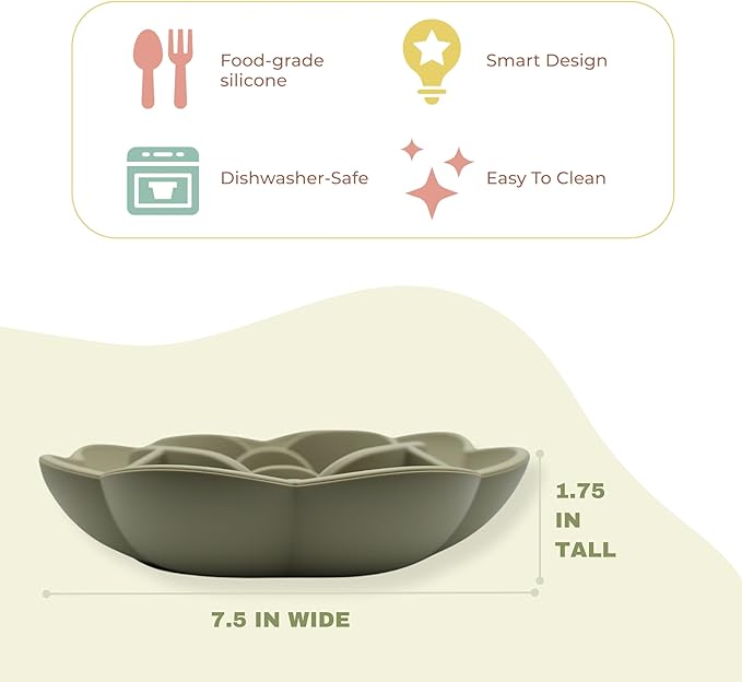 Hanara Sillicone Slow Feeder Dog Bowls & Lick Mat with Suction Bottom | Rose Petals Design | Promotes Better Digestion, Prevent Choking | Dish Washer Safe | Great Size for All Breed (Sage Green)