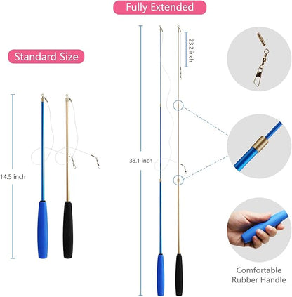 12PCS Interactive Kitten Toys, Retractable Indoor Cat Wand Toys with Replacement Teaser, Rainbow Ribbon and Make Exercise by Sunshinetop