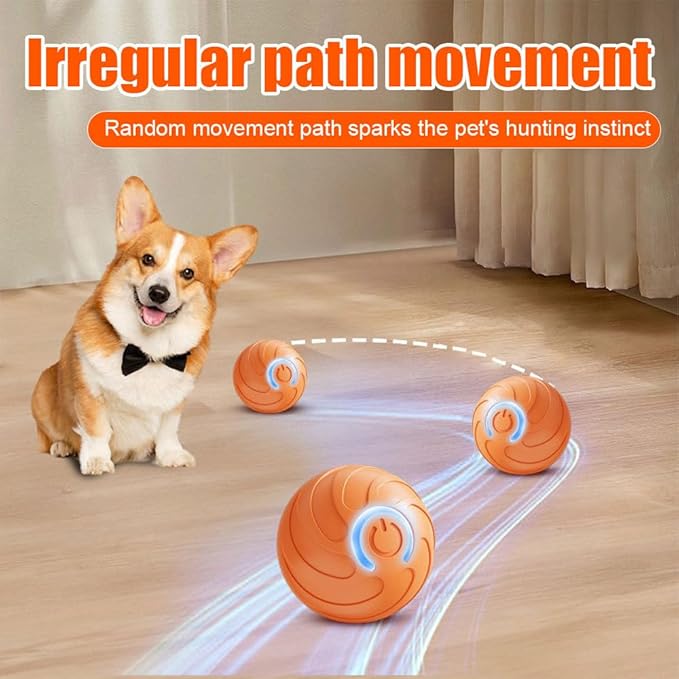 MiOYOOW Interactive Dog Toy, Automatic Dog Bounce Balls with Colorful Light USB Charging Pet Rolling Ball for Dogs Playing Training