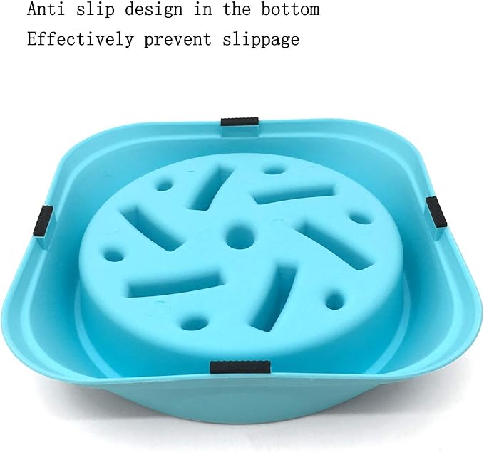 WenYing Slow Feeder Puzzle Dog Bowls, Interactive Bloat Stop Bowl, Food Water Fun Feeding, Non-Slip Anti Choke Healthy Diet, Blue