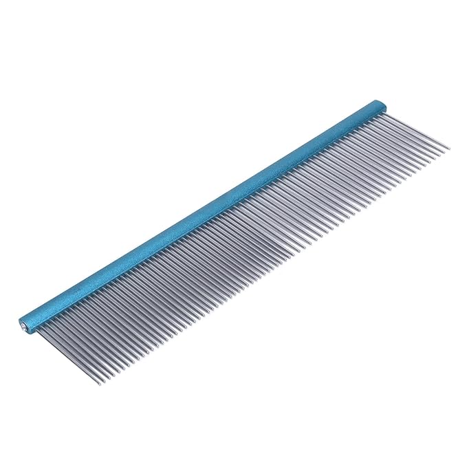 Greyhound Comb For Dogs, Metal Comb For Dogs Metal Dog Comb Cat Comb For Removing and Knots Dog Combs with Rounded Ends Grooming Tool For Long Short Haired Dog (Blue
