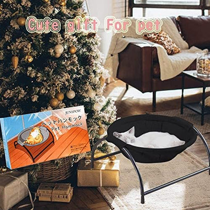 JUNSPOW Cat Bed Sleeping Cat Hammock, 16.9in x 16.9in x 9.5in, Black - Image 6