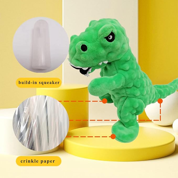 LWBMG Squeaky Dog Toys Stuffed Dog Toys Cute Dinosaur Plush Dog Toy with Crinkle Paper Durable Dog Chew Toys for Small Medium and Large Dogs