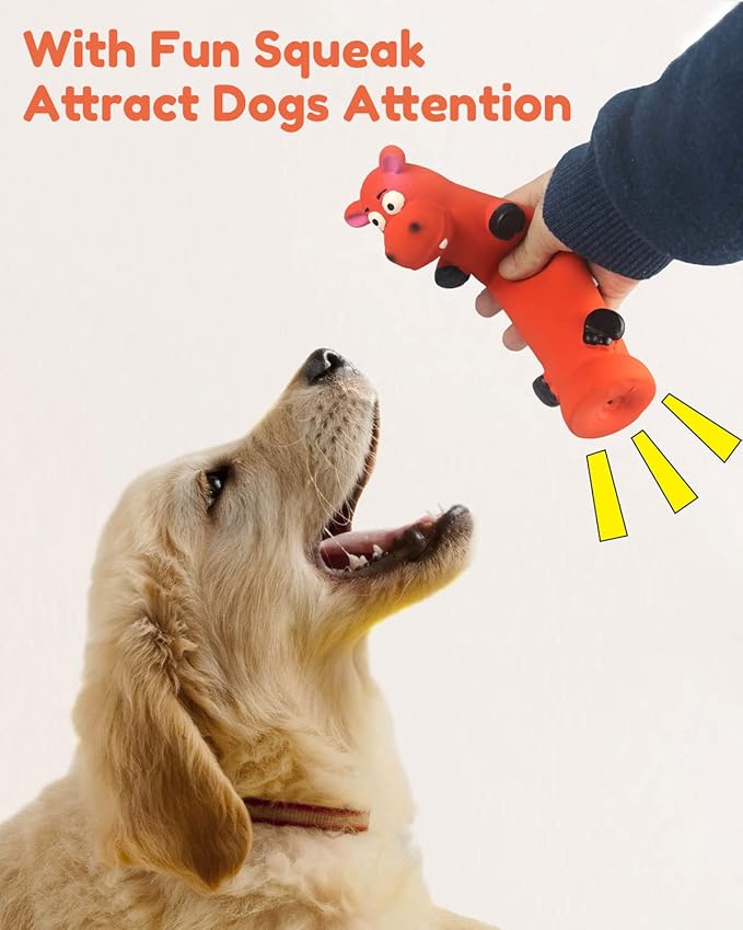 9" Squeaky Dog Toys - 3 Pack Funny Rubber Squeaky Toys, Latex Dog Chew Toys for Puppy
