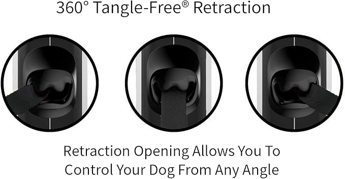 TUG 360° Tangle-Free Retractable Dog Leash with Anti-Slip Handle | 16 ft Strong Nylon Tape | One-Handed Brake, Pause, Lock (Medium, Blue)