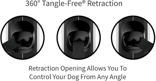 TUG 360° Tangle-Free Retractable Dog Leash with Anti-Slip Handle | 16 ft Strong Nylon Tape | One-Handed Brake, Pause, Lock (Small, Blue)