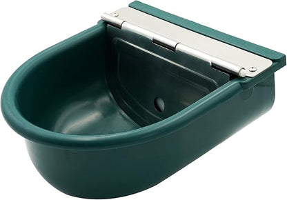 MINYULUA Automatic Waterer Bowl Large Horse Waterer with Float Valve and Drain Plug Automatic Water Feeder Dispenser Bowl for Sheep Dog Horse Cow Pig Plastic (Dark Green)