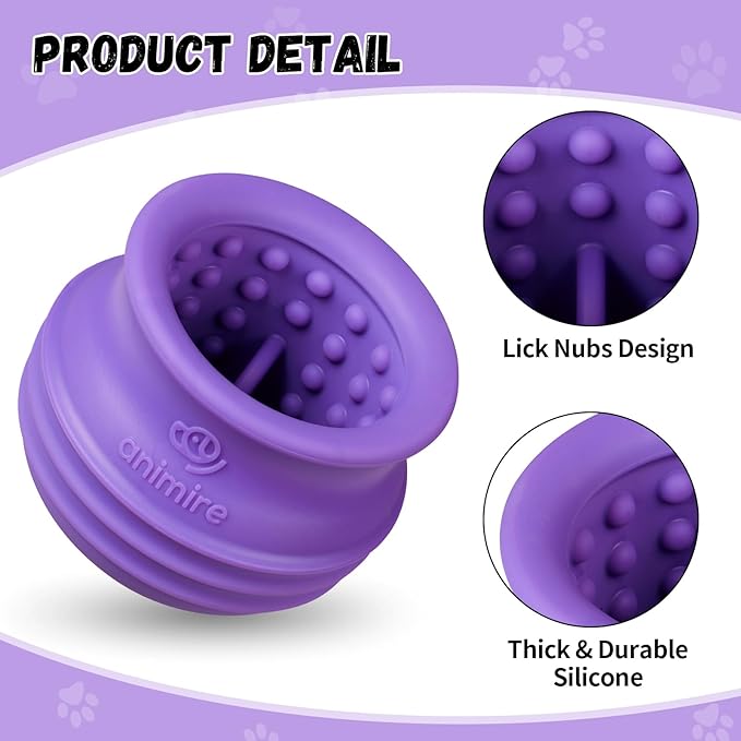 Treat Dispensing Dog Toy, Long-Lasting Interactive Puzzle Toys for Dogs, Stuffable Dog Enrichment Frozen Lick Treat Toy for Boredom, BPA Free Silicone Fetch Catch Chew Toy (Purple,M)