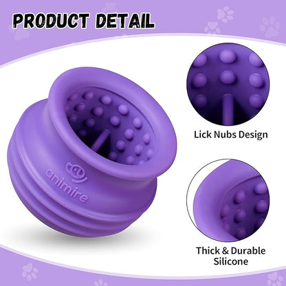 Treat Dispensing Dog Toy, Long-Lasting Interactive Puzzle Toys for Dogs, Stuffable Dog Enrichment Frozen Lick Treat Toy for Boredom, BPA Free Silicone Fetch Catch Chew Toy (Purple,M)