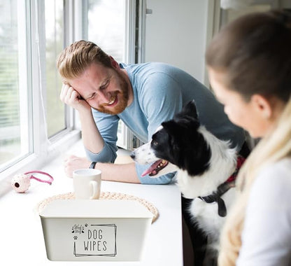 Moorfowl Woof Woof Dog Wipes Dispenser,Upgarde Size(8.2L x 4.9W x 3.9H inches),Grooming Wipes Container Holder for Dog Paw