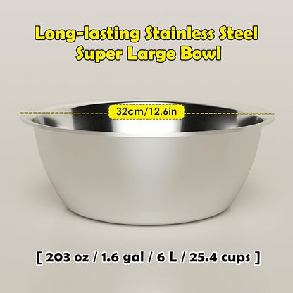 SHAINFUN 203oz Elevated Dog Water Bowl for Large Dogs with mat, Adjustable Height 10-17.8in, Tall Raised Dog Water Stand