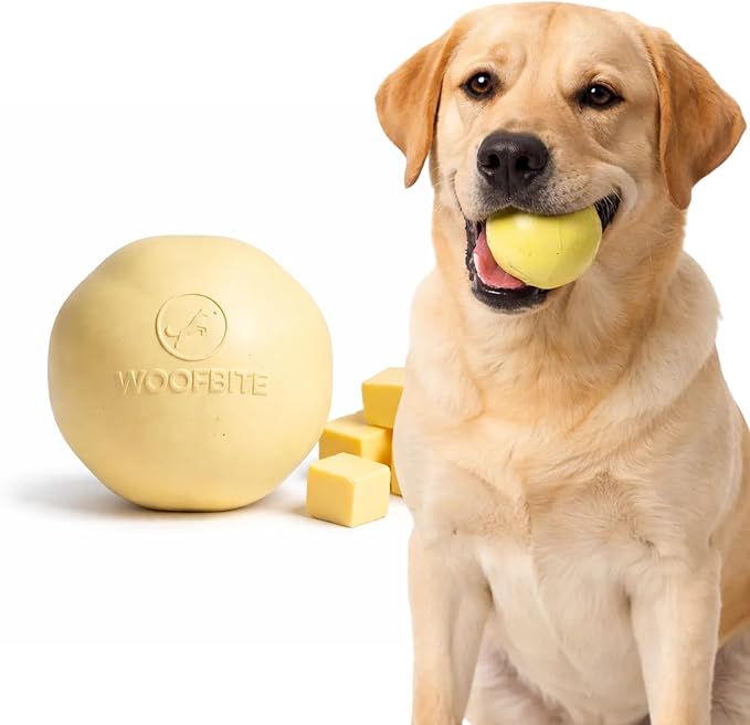 Virtually Indestructible Dog Ball - Lifetime Replacement - Tough Durable Chew Toy for Aggressive Chewers - Safe Non-Toxic Natural Rubber - Chew & Fetch - Med/Large Breed, 3"- Butter Scent