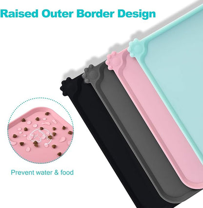 Silicone Waterproof Dog Cat Pet Feeding Mats, Non Slip, Easy Clean Pet Dog Cat Bowl Mats Placemat (28" x 24") Pink