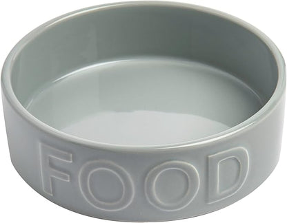 Park Life Ceramic Pet Bowls – Food Water Bowls for Dogs and Cats - Cute Pet Bowl for Small Medium and Large Size Dogs and Cats - Puppy Bowls (Large, Grey)