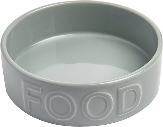 Park Life Ceramic Pet Bowls – Food Water Bowls for Dogs and Cats - Cute Pet Bowl for Small Medium and Large Size Dogs and Cats - Puppy Bowls (Large, Grey)