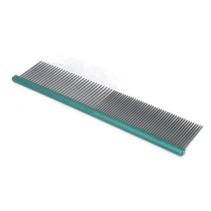 Generic Greyhound Comb for Dogs, Metal Dog Comb with Rounded Ends, Green