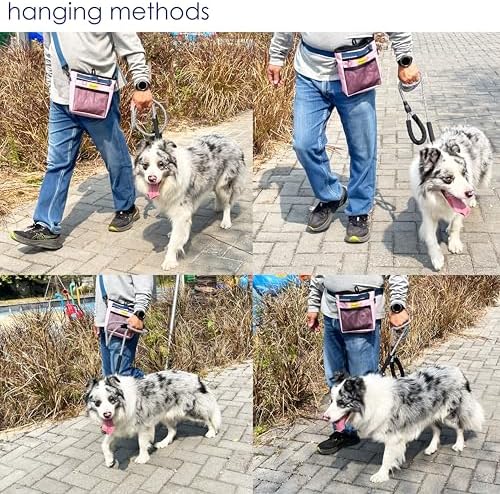 Raisingwell Dog Treat Pouch with Magnetic Closure 4-Cup Silicone Bag Fanny Pack Holder with Clicker 4 Ways to Wear Front Pocket Fits All Phones Ideal for Leash, Pet Walking and Training（Pink） - Image 6