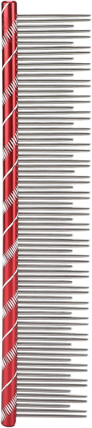 Zerodis Pet Hair Removal Comb, Reusable Stainless Steel, Comfortable Grooming Comb for Cats & Dogs, Red