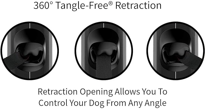 TUG Oval 360° Tangle-Free Retractable Dog Leash with Integrated Waste Bag Dispenser (Medium, Grey)