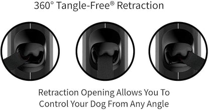 TUG Oval 360° Tangle-Free Retractable Dog Leash with Integrated Waste Bag Dispenser (Medium, Grey)
