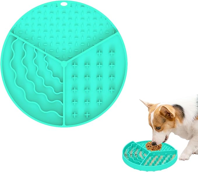 Silicone Slow Feeder Dog & Cat Bowl | Puzzle Cat Feeder for Slow Eating, Non-Slip Fun Pattern, Mental Enrichment, Digestion & Bloat Relief | Interactive Pet Enrichment Bowl, Prevents overeating(Green)