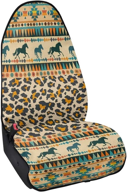 Coldinair Tribal Horse Towel Beach Car Seat Cover Non-Slip Bucket Front Seats Protector,Universal Fit Waterproof and Stain Resistant for Cars,SUVs,Trucks,Leopard Print