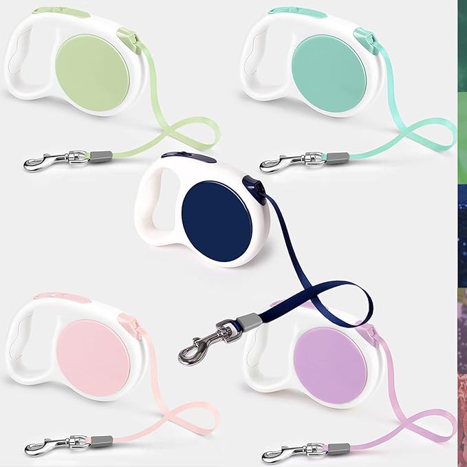 Lavender Purple Retractable Dog Leash 10 ft for Small and Medium Dogs and Cats, One Button Brake, Pause, Lock by LFCXHTY
