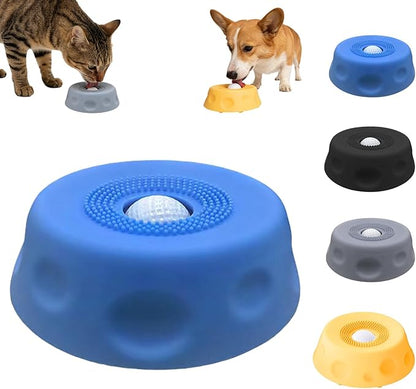 Dog Lick Bowl with Ball,Lick Ball Bowl for Dogs,Dog Licking Bowl with Rolling Ball,Slow Feeder Ball Bowl to Slow Pet Eating,Rolling Ball Dog Bowl Give Pet More Time to Enjoy Eating. (Blue)