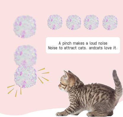 Andiker 20PCS Cat Crinkle Balls, 2.16 Inches Cat Balls with Polyester Film Thick Crinkle Paper Sturdy Interactive Cat Toys for Indoor Cats Reducing Boredom and Keep Fit for Cats and Kitten (White)