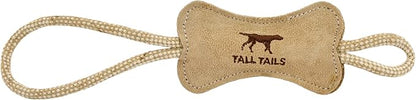 Tall Tails Dog Natural Leather Bone Rope Tug Toy for Dogs, 12 Inches