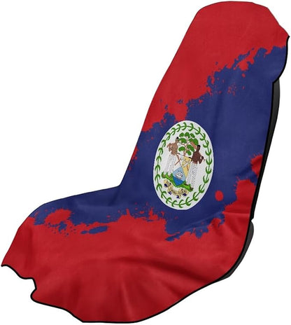 SEANATIVE Flag of Belize Seat Cover Universal Car Sport Towel Seat Cushion Sweat-Absorbent Towel Cloth Suitable for All Seasons Beach Seat Cover Washable