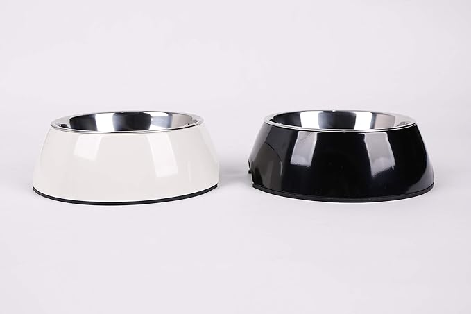 Pet Bowls Stainless Steel Dog Cat Pet Bowl Universal Pet Water and Food Bowls 4 Sizes and 5 Colors Available (M, White)