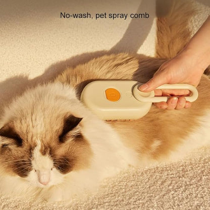 3-in-1 Cat Grooming Brush – Water Spray & Self-Cleaning Shedding Brush for Cats & Dogs – Pet Hair Removal & Massage Comb for Long & Short Hair (White)