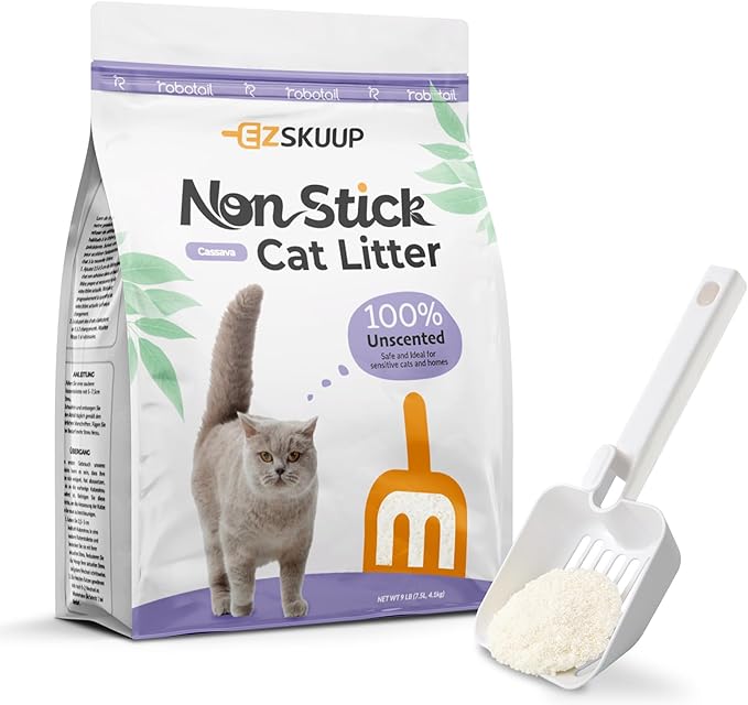 Non-Stick Ultra Clumping Cat Litter, Dust-Free Unscented Kitty Litter, Made of Pet Friendly Natural Tapioca Cassava, Odor Control, Last Twice as Long as Clay Litter, 9 lbs (7.5L) X 1 Pack
