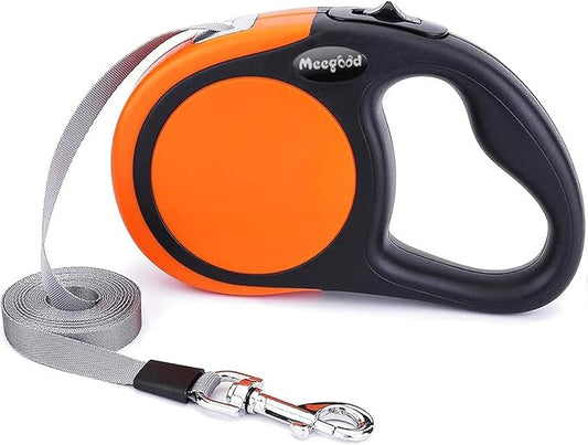 Heavy Duty Retractable Dog Leash-16ft Strong & Durable Walking Leash for S to L Dogs up to 45/115 lbs, Upgraded Lock System, Non Slip Grip, Tangle Free (Orange, Small/Medium)