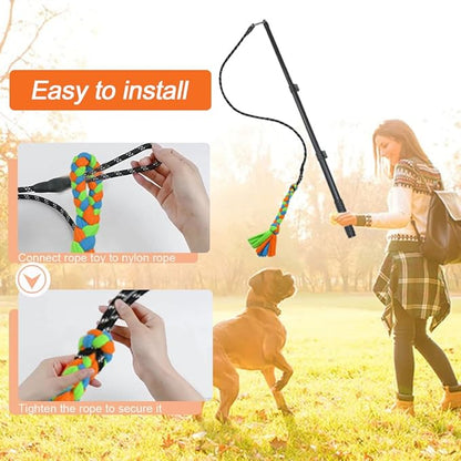 ASOCEA Flirt Pole for Dogs,Interactive Dog Toy with Squeaky Plush Rope Lure Toy,Dog Teaser Wand for Large Medium Small Dog Puppy Outdoor Exercise & Training