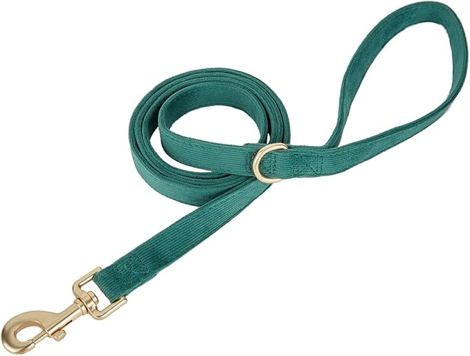 Soft Corduroy Fibric Dog Leash, 5 Feet Length Lead with Heavy Duty Rotating Hook, for Small Medium Dogs.(S,Green)