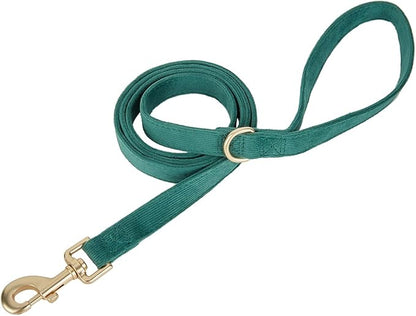 Soft Corduroy Fibric Dog Leash, 5 Feet Length Lead with Heavy Duty Rotating Hook, for Small Medium Dogs.(S,Green)