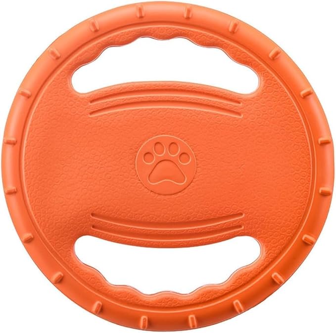 EVA Dog Flying Disc Toy, Durable Interactive Fetch with Dual Grip Holes, Non-Slip Floating Pet Toy for Small Medium Large Dogs, Outdoor Park Beach Play (Orange)