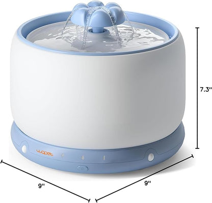WOPET Wireless Cat Water Fountain, Cordless Ceramic Pet Water Fountain with 5000mAh Rechargeable Battery, 3L/101oz Premium Cat Water Dispenser for Cats & Small Dogs,Ultra Quiet & Triple Filtration