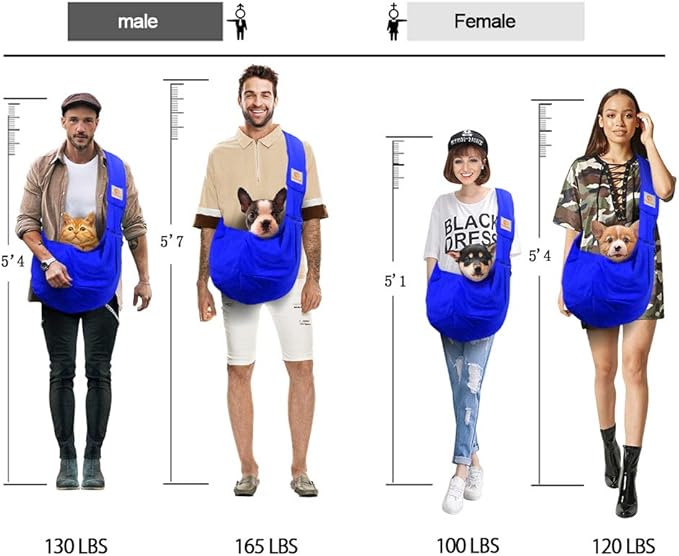 Tomkas Small Dog Cat Sling Carrier Puppy Purse Travel Wrap Soft Crossbody Pet Bag (Royal Blue, M - Zip Pocket & Adjust Strap)