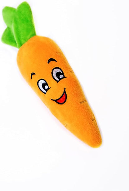Glow Pups Carrot Shaped Plush Dog Toy, Dog Toy with Squeaker for Small and Medium Size Dogs (Carrot)