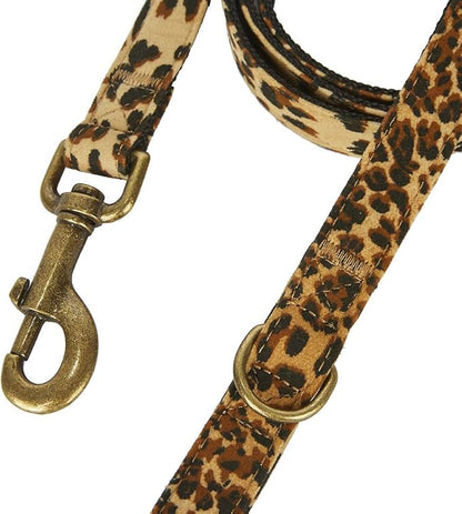 Dog Leash Leopard Pattern, 5 Feet Length, Durable Nylon with Ribbon for Medium and Large Dogs.(Medium, Leopard Leash)