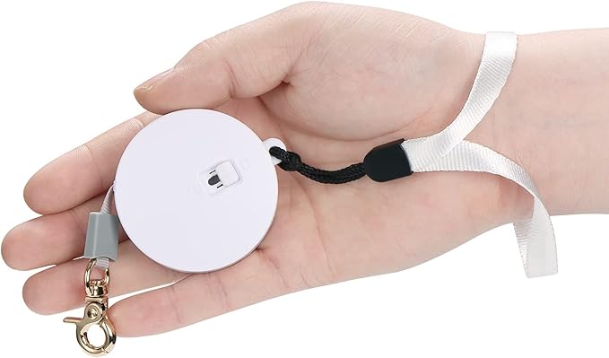 Retractable Dog Leash for Small Dogs Cats up to 11lbs with 6.5ft Anti-Pull Strong Nylon Tape, Hands Free, Mini and Portable Walking Leash with Wrist Strap, One-Hand Brake, White Round