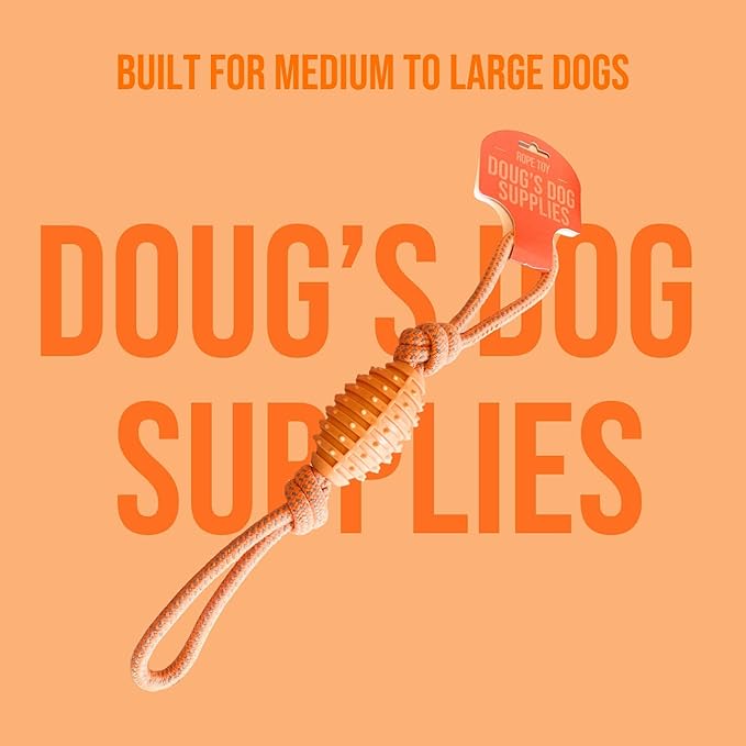 Doug's Dog Supplies Football Rope Toy, Tug of War Dog Toy - Dog Rope Toy for Medium to Large Dogs (Orange)