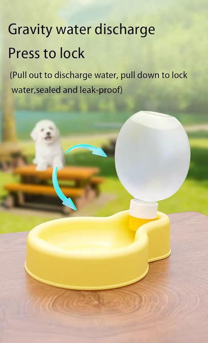Pet Water Bottle, Portable Dog Water Bottle, Collapsible Leak Proof Puppy Drinker for Outdoor Walking, Traveling, Food Grade Plastic, 12 oz, Yellow